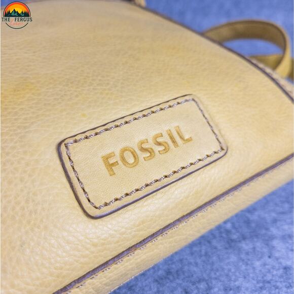 Fossil Crossbody Bag Mustard Yellow Genuine Leather Adjustable Strap Lagenlook - Picture 12 of 16